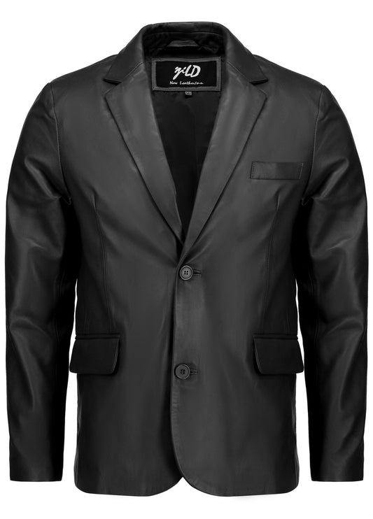 Casual Leather Blazer for Men – Invisible Stitching Detail  
