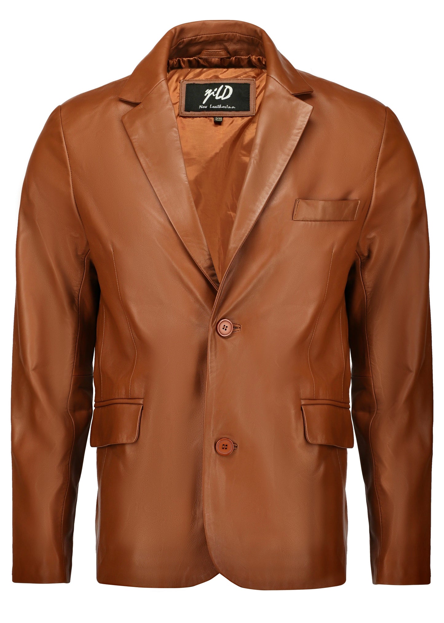 Men's Casual Leather Blazer with Invisible Stitching  