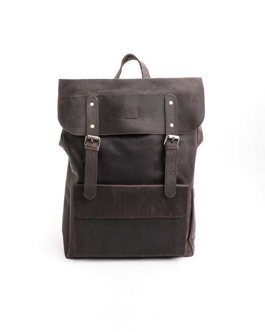 Nomad Vintage Leather Backpack - Dark Brown