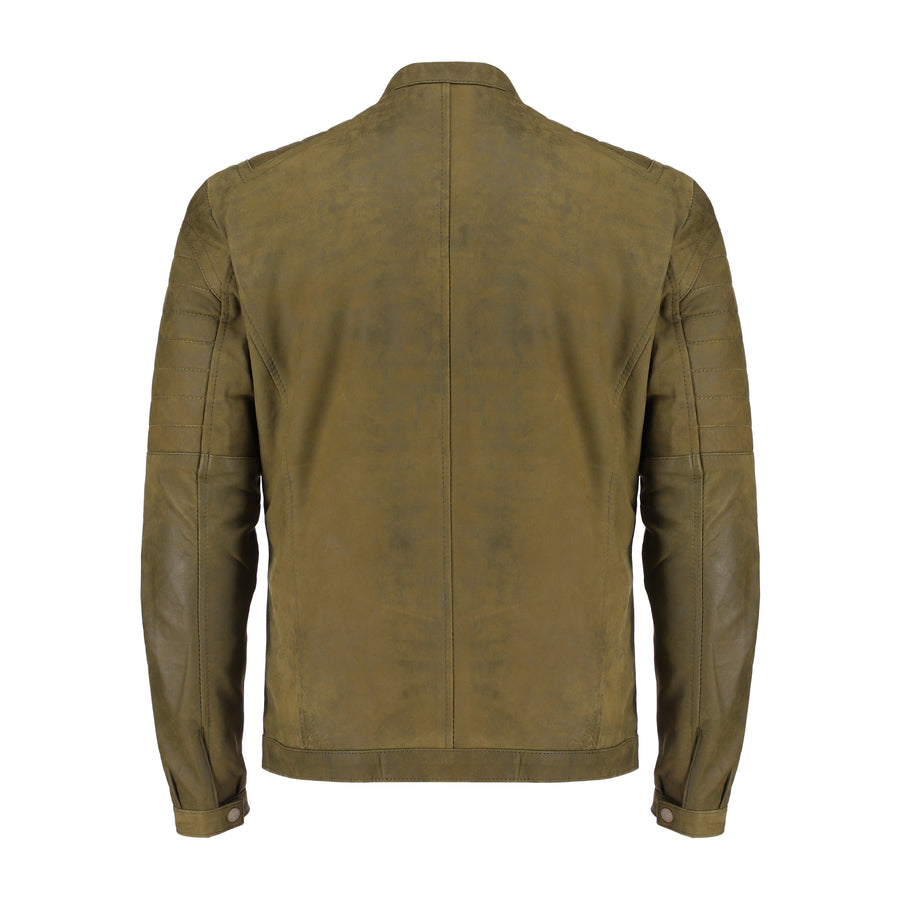 Mens Green Classic Fashion Buff Soft Real Leather Jacket