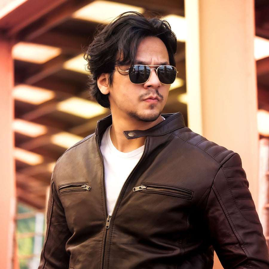 Mens Lambskin Biker Style Leather Jacket