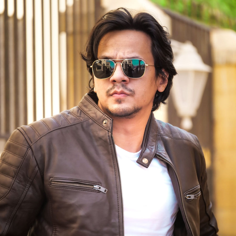 Mens Lambskin Biker Style Leather Jacket