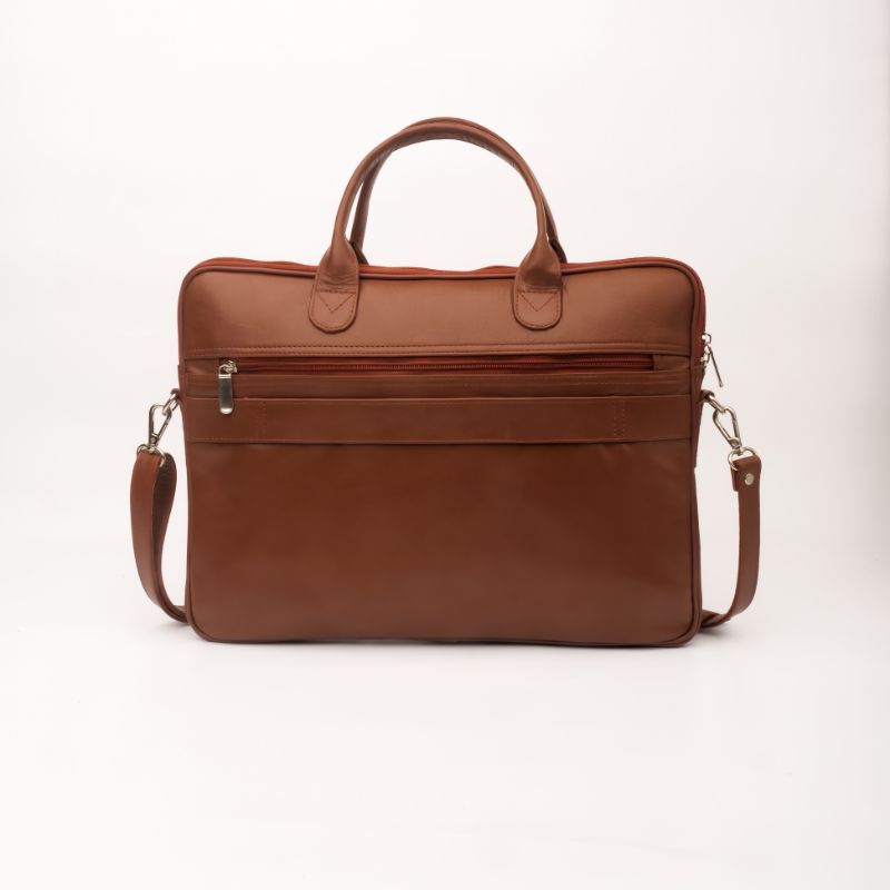 Parker Slim Leather Laptop Bag-Tan