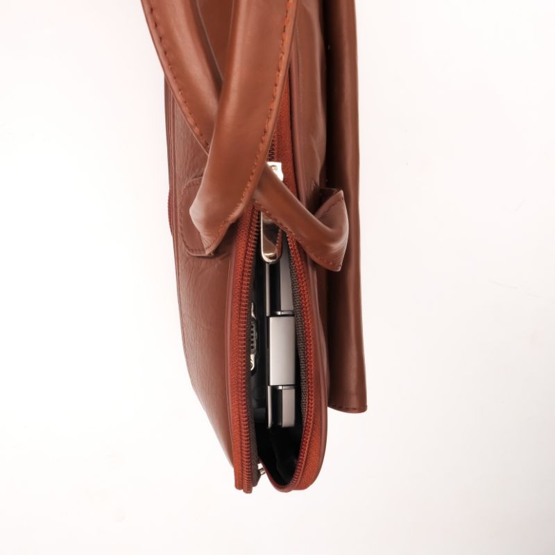 Parker Slim Leather Laptop Bag-Tan