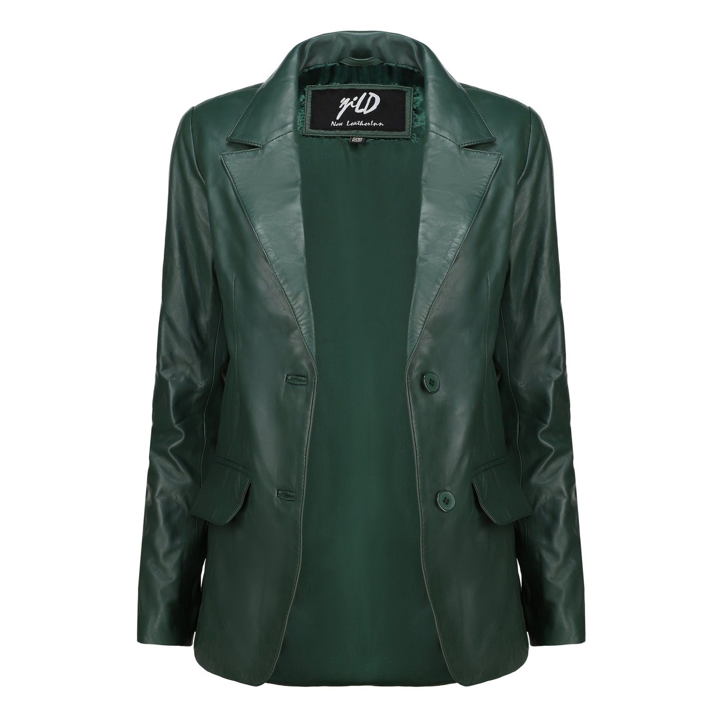 Women's Jild Classic Lambskin Green Leather Blazer