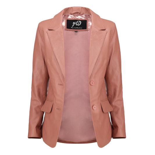 Women's Jild Classic Lambskin Pink Leather Blazer