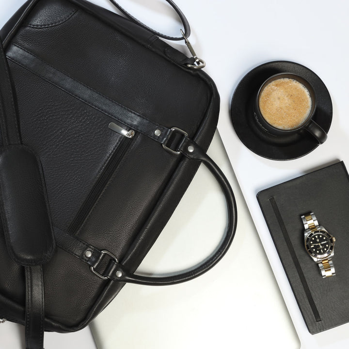 The Maverick Soft Grain Natural Milled Leather Laptop Bag