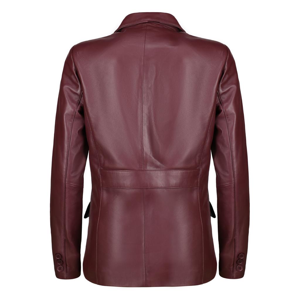 Women's Jild Classic Lambskin Burgundy Leather Blazer Jacket