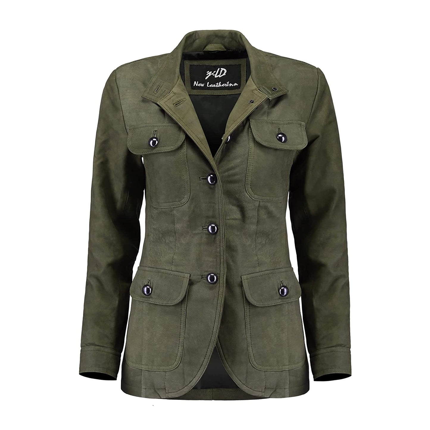 Women's Vintage Green Suede Leather Coat