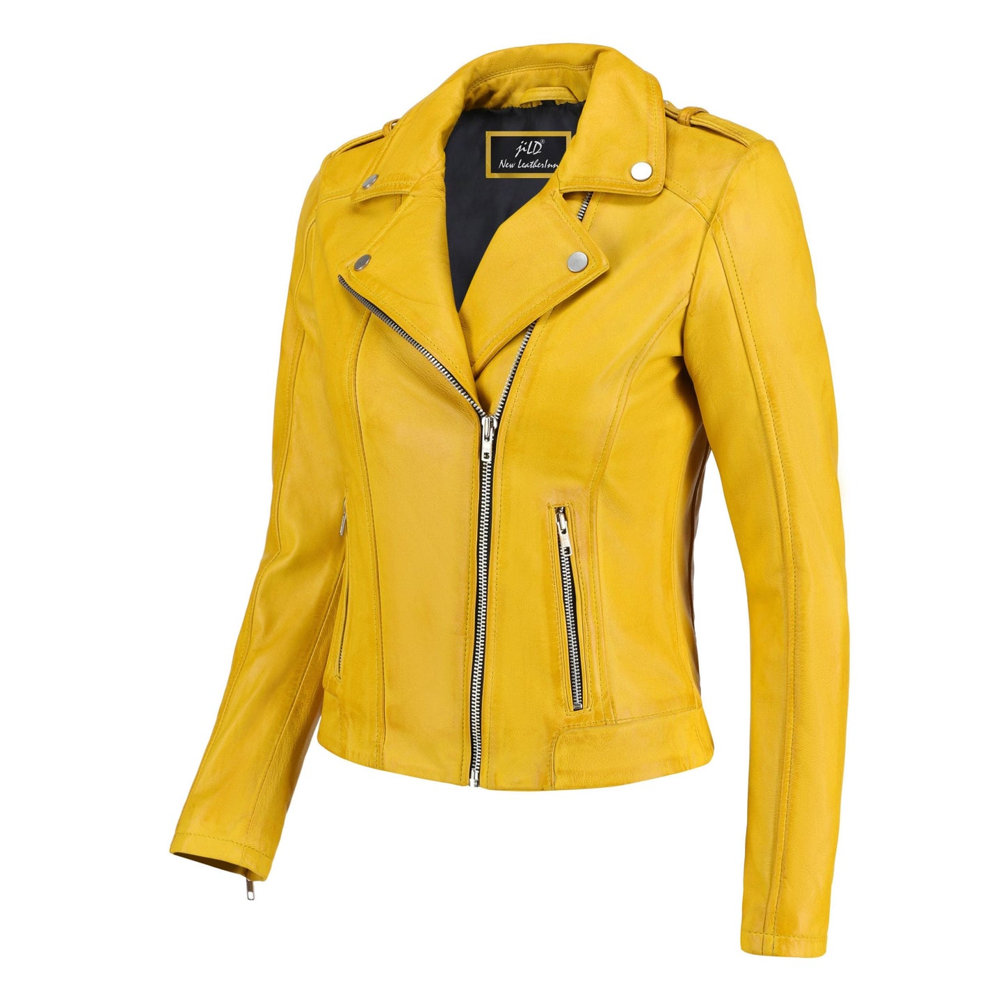 Women's Handwaxed Biker Style Motorcycle Zip-Up Leather Jacket