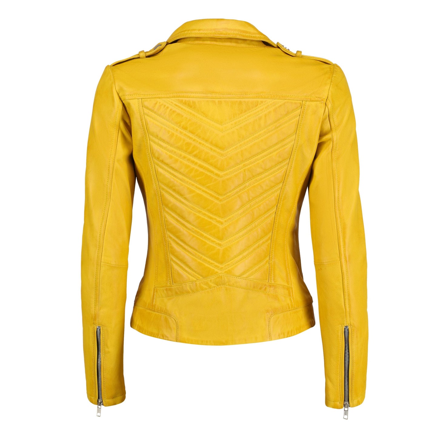 Women's Handwaxed Biker Style Motorcycle Zip-Up Leather Jacket