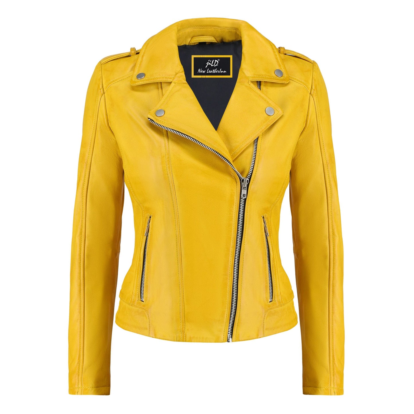 Women's Handwaxed Biker Style Motorcycle Zip-Up Leather Jacket