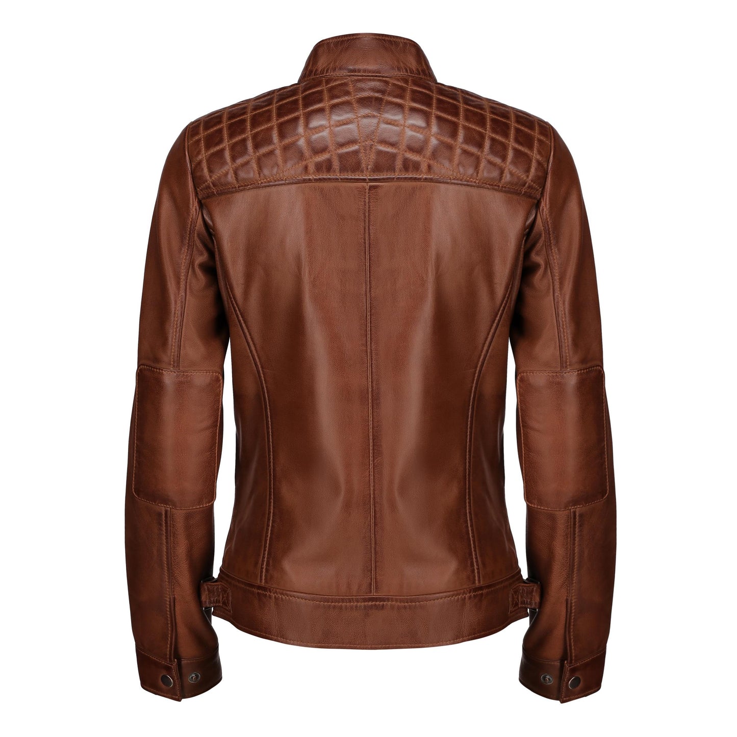 Café Racer Leather Jacket Women - Zip Up Moto Biker Style Casual Fashion Real Lambskin Women's Leather Jacket