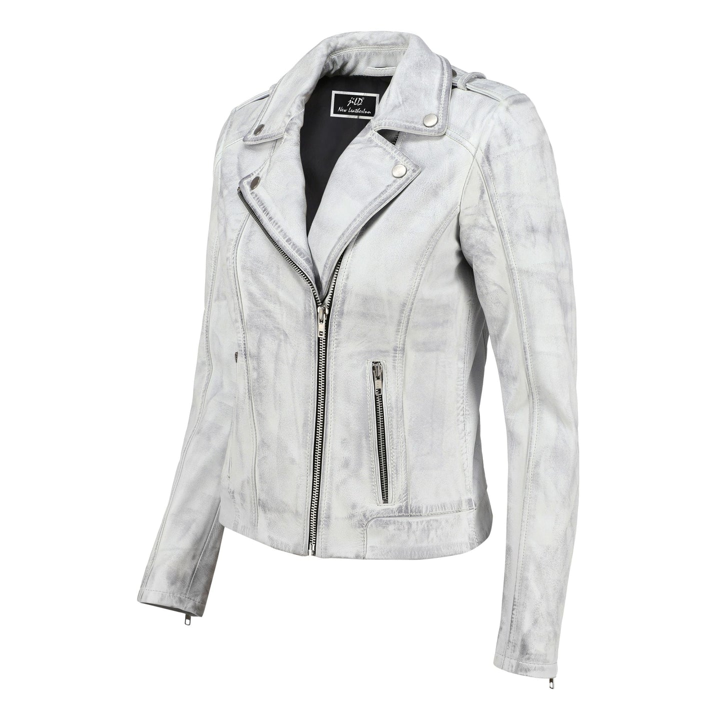 Women's Handwaxed Biker Style Motorcycle Zip-Up Leather Jacket