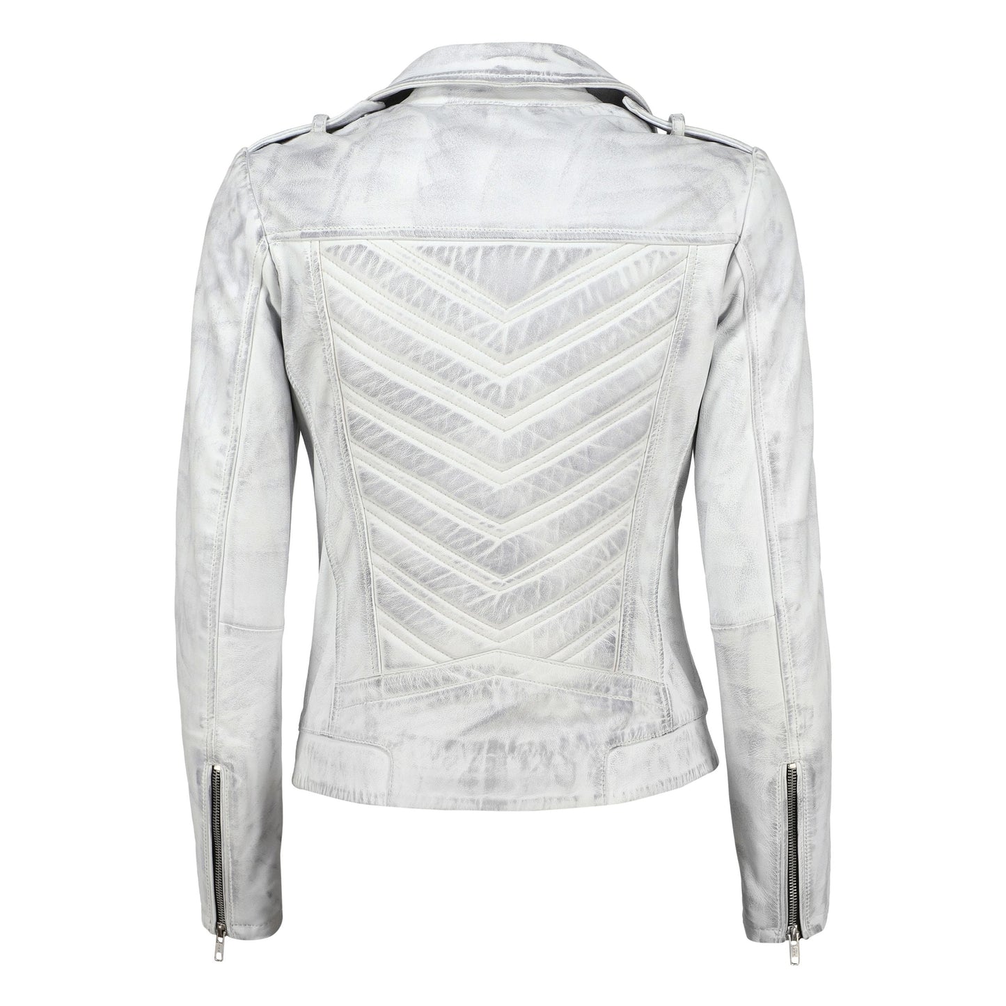 Women's Handwaxed Biker Style Motorcycle Zip-Up Leather Jacket