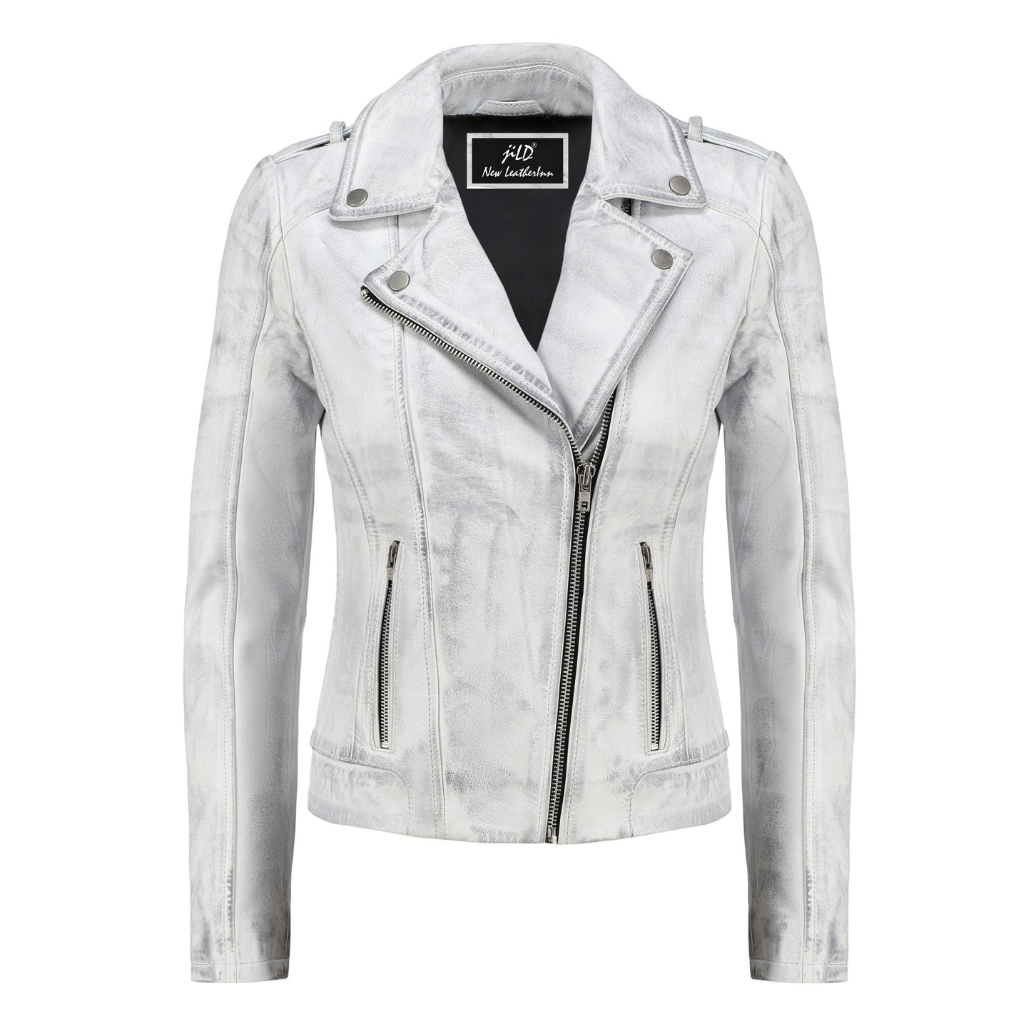 Women's Handwaxed Biker Style Motorcycle Zip-Up Leather Jacket