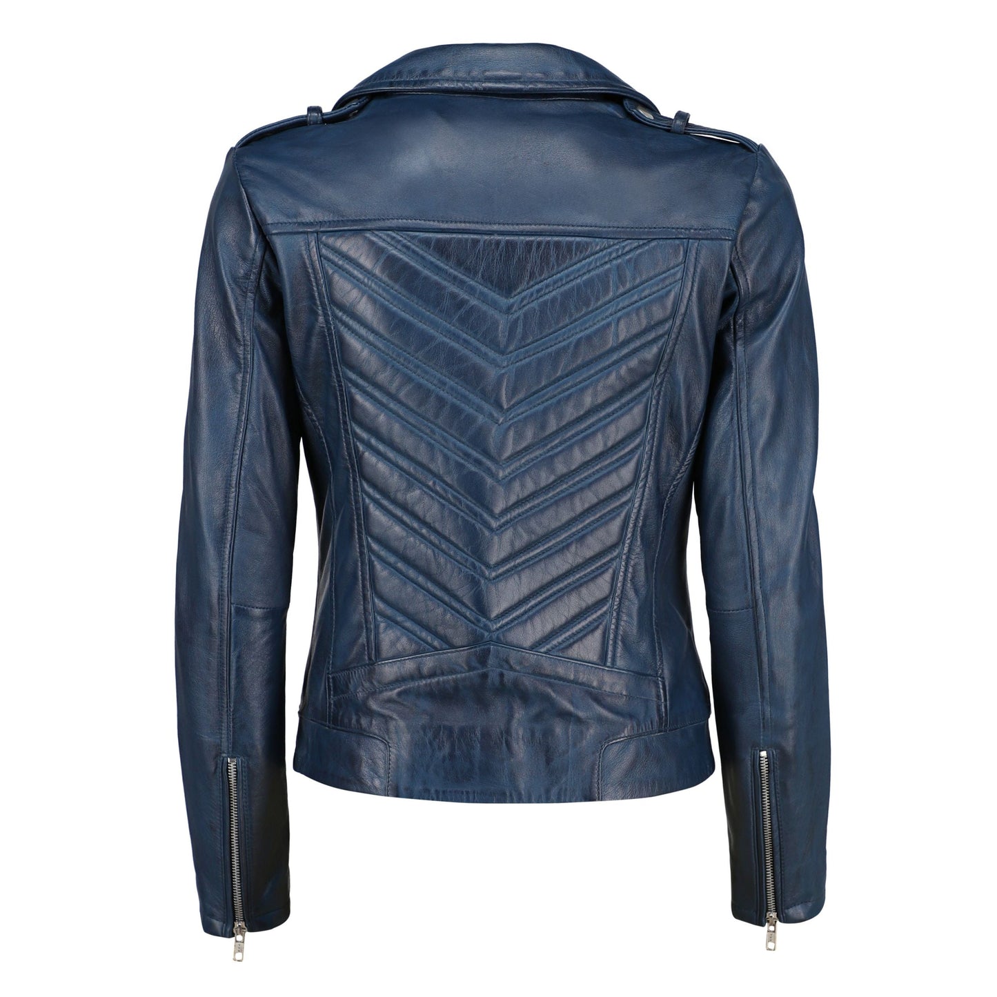 Women's Handwaxed Biker Style Motorcycle Zip-Up Leather Jacket