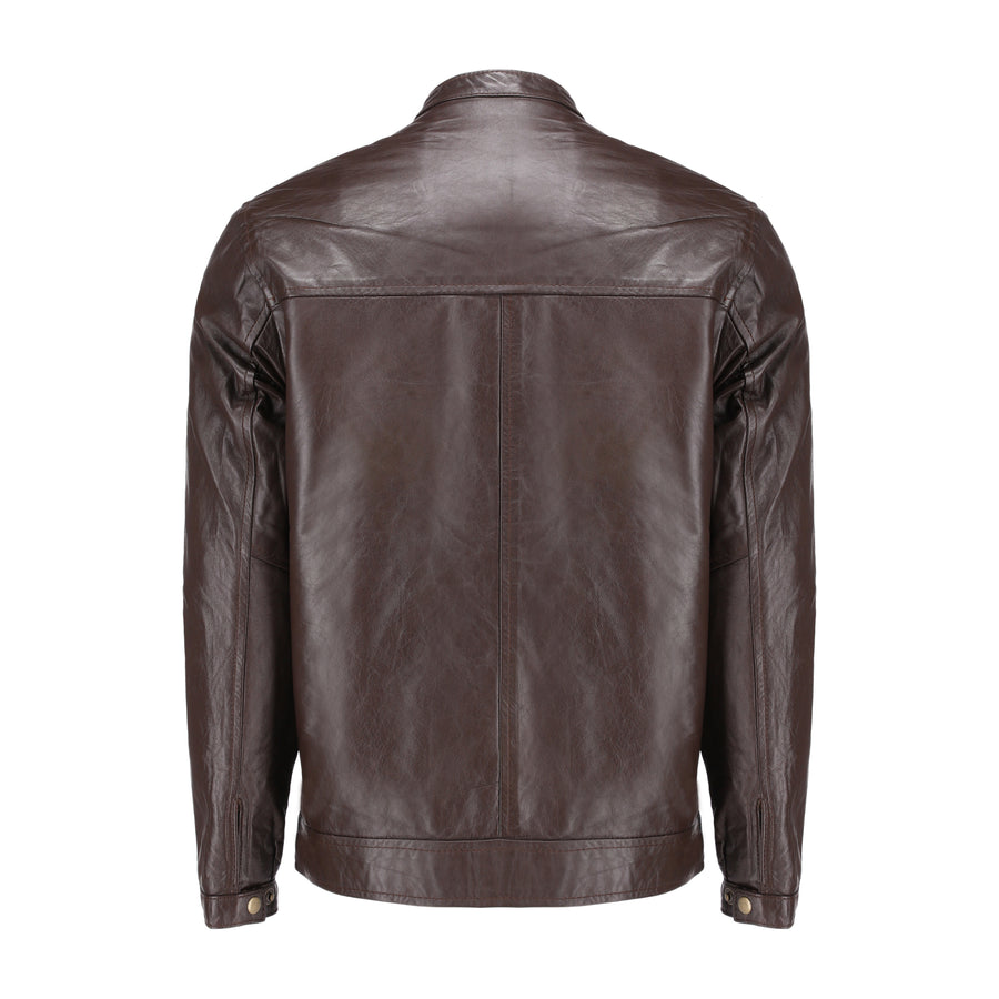 Mens Pure Sheep Leather Zipper Front Pockets Jacket